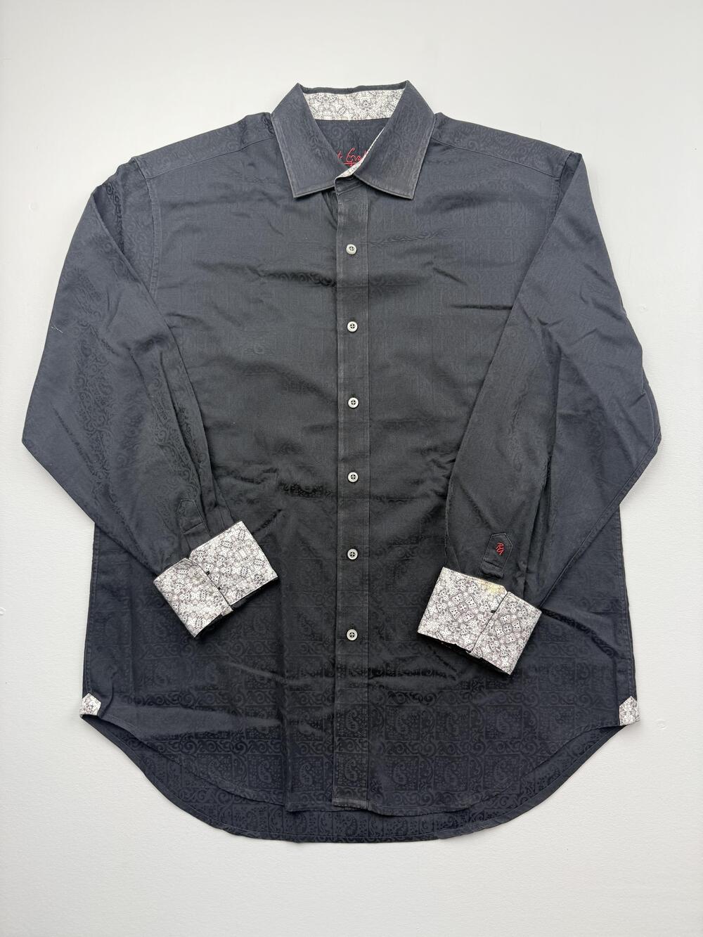 Robert Graham Shirt Mens Large Black Paisley Long Sleeve Button Up Skull Casual